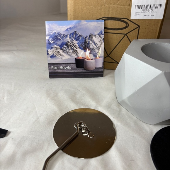 Tabletop Fire Pit/Bowl with Lid and Mat New in Box Geometric Shape - Picture 2 of 9